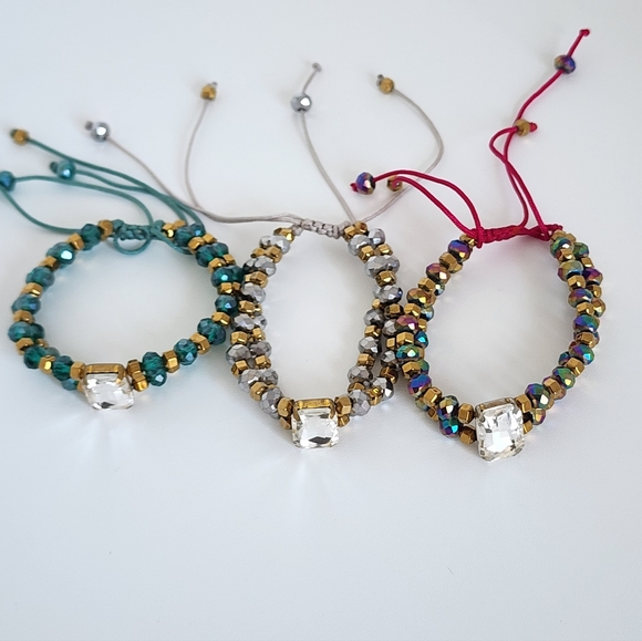 Set of Three Beaded Adjustable Bracelets - Picture 9 of 10